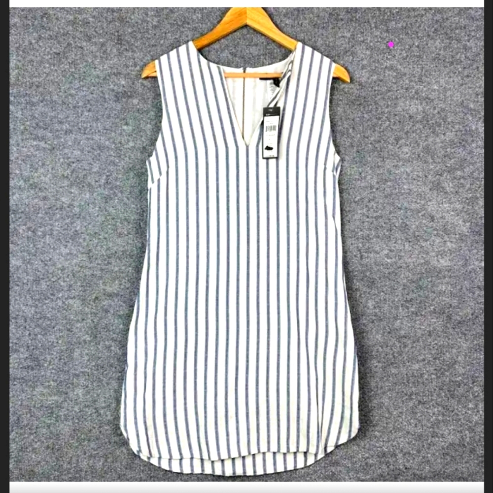 BCBGMAXAZRIA NWT "YOUSRA" DRESS BLUE AND WHITE STRIPED PEPLUM